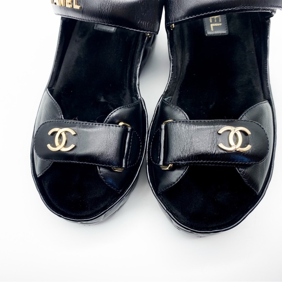 CHANEL Leather Wedge Strap Sandals - Picture 7 of 16